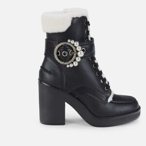 Karl Lagerfeld Black Heeled Boots with Pearl Detail brand new!